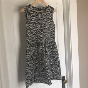 Anthropologie b&w fit n flare dress NWOT M